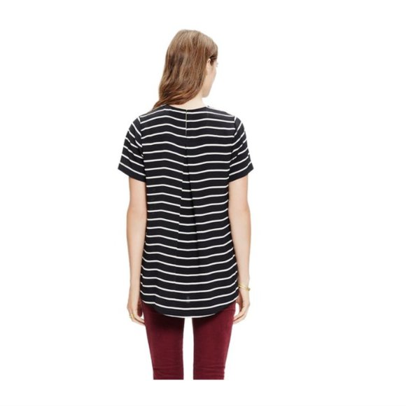 Madewell Silk Tailored Tee in Black and White Stripe | Size XS - Picture 2 of 11